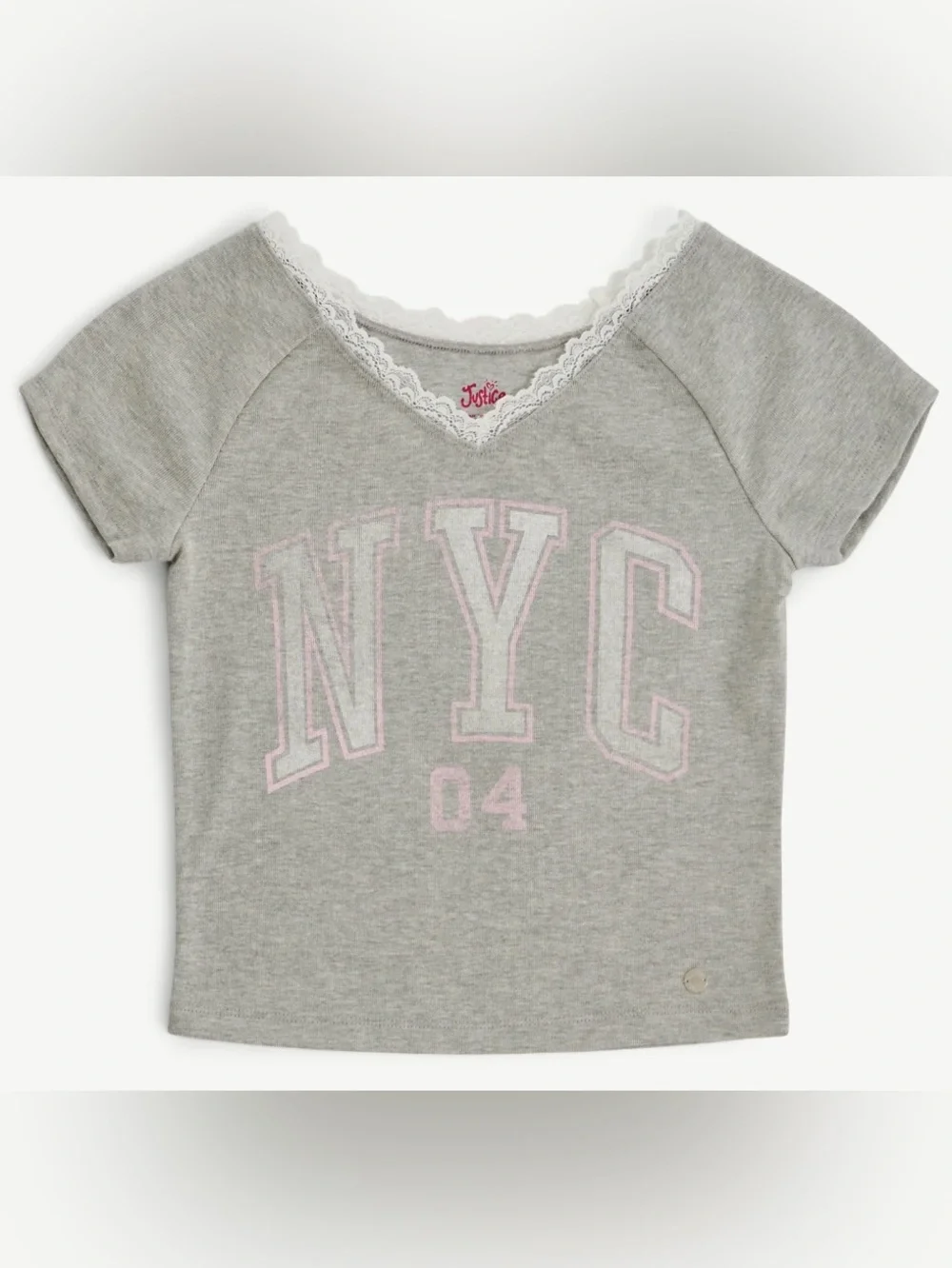 Justice Girl's Lace Trim Graphic Tee